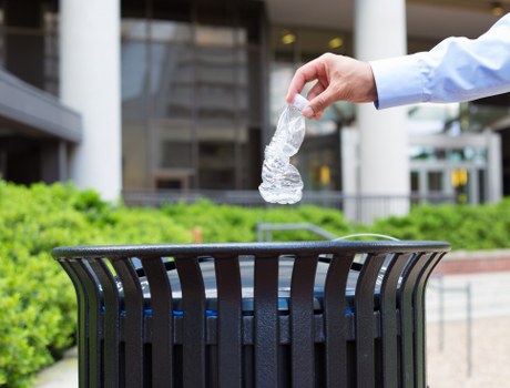 Professional business waste removal team at work
